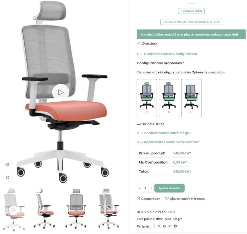 multiple choix de mobilier professionnel selon plusieurs options design creation studio