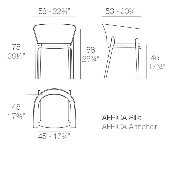 Design creation studio Africa armchair chaises en extérieur dimensions