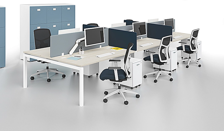 Assembalge de six postes de travail bureaux multiples Conception de mobilier de bureau sur mesure pour professionnel