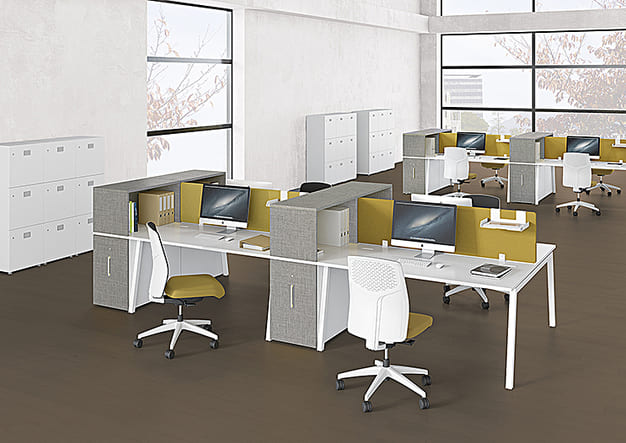 Ambiance de travail dans cet espace bureaux en métal avec caissons Mobilier de bureau de qualité en ligne
