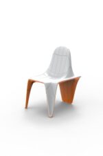 Chaise design pour terrasse et jardin bicolore aorange blanc