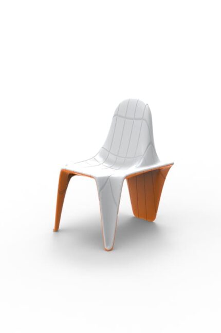 Chaise design pour terrasse et jardin bicolore aorange blanc