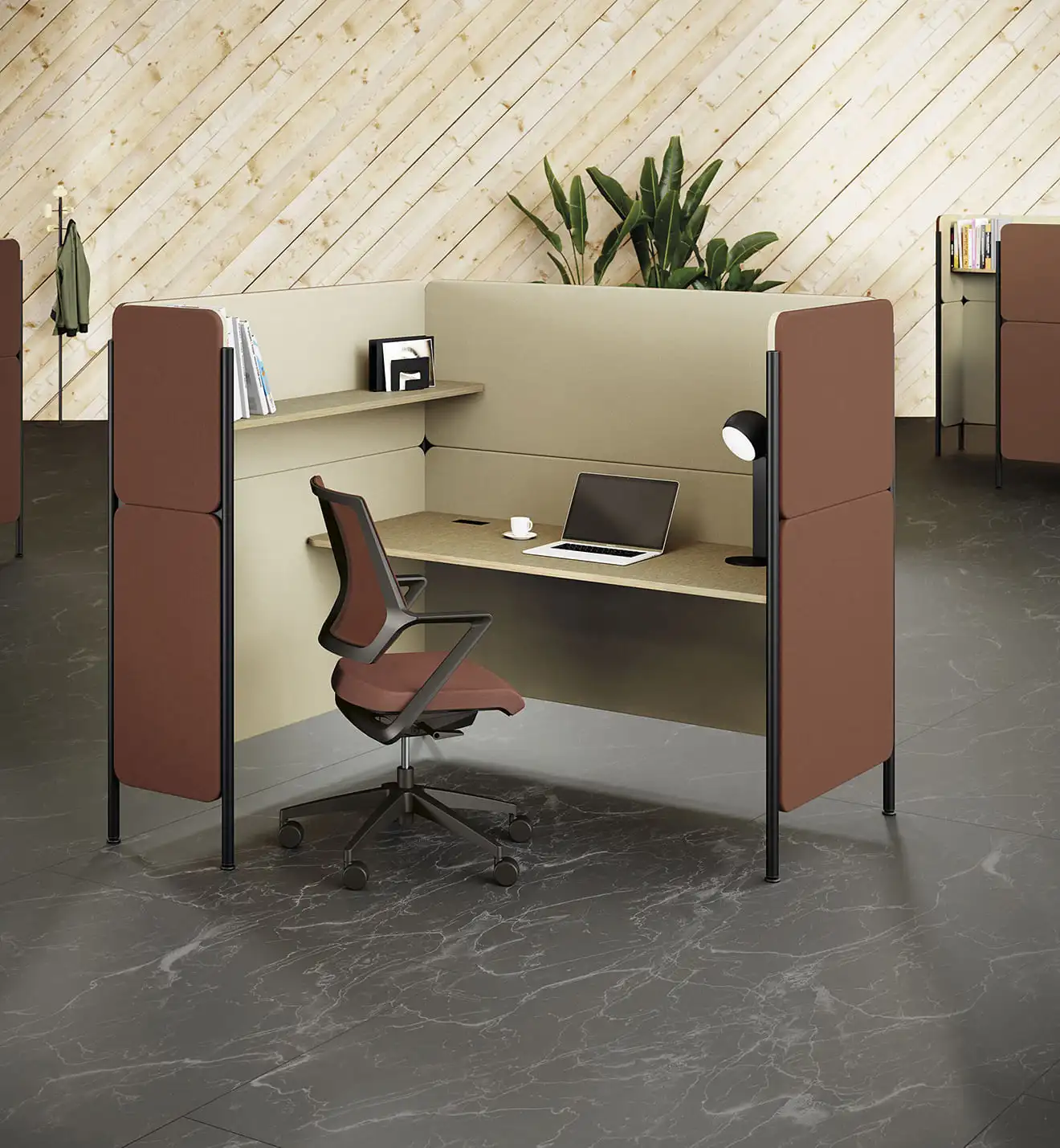 Poste de travail individuel acoustique mobilier personnalisable professionnel