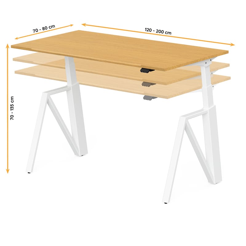 tructure du bureau THEODORE réglable de 68 à 131 cm, idéale pour s’adapter aux besoins ergonomiques de chaque utilisateur.