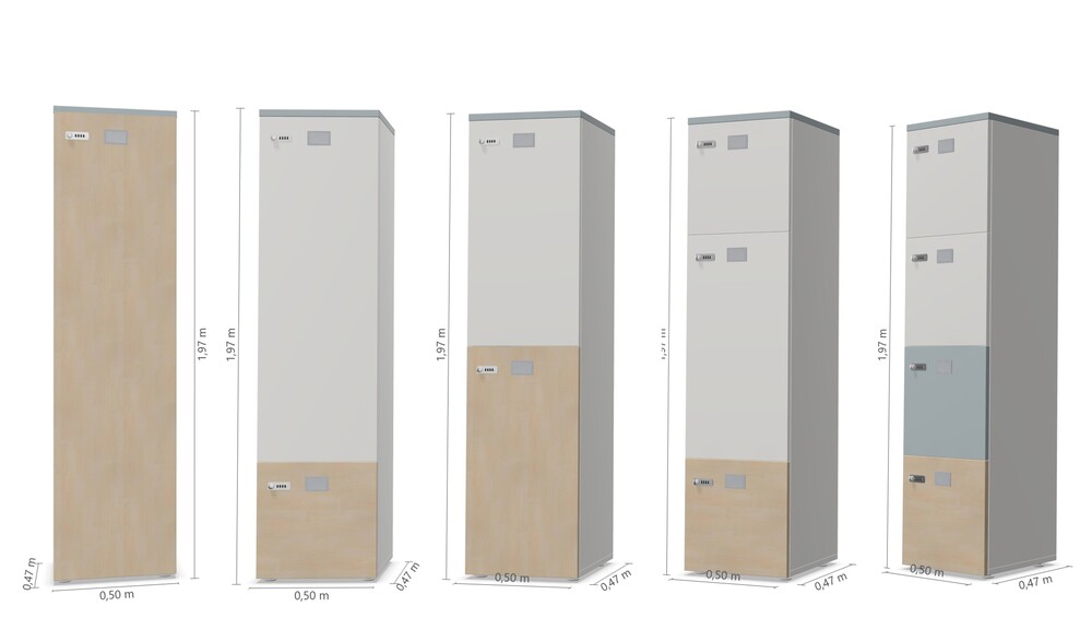 armoires bois sécurisées pour rangement professionnels en espaces ouverts design creation studio