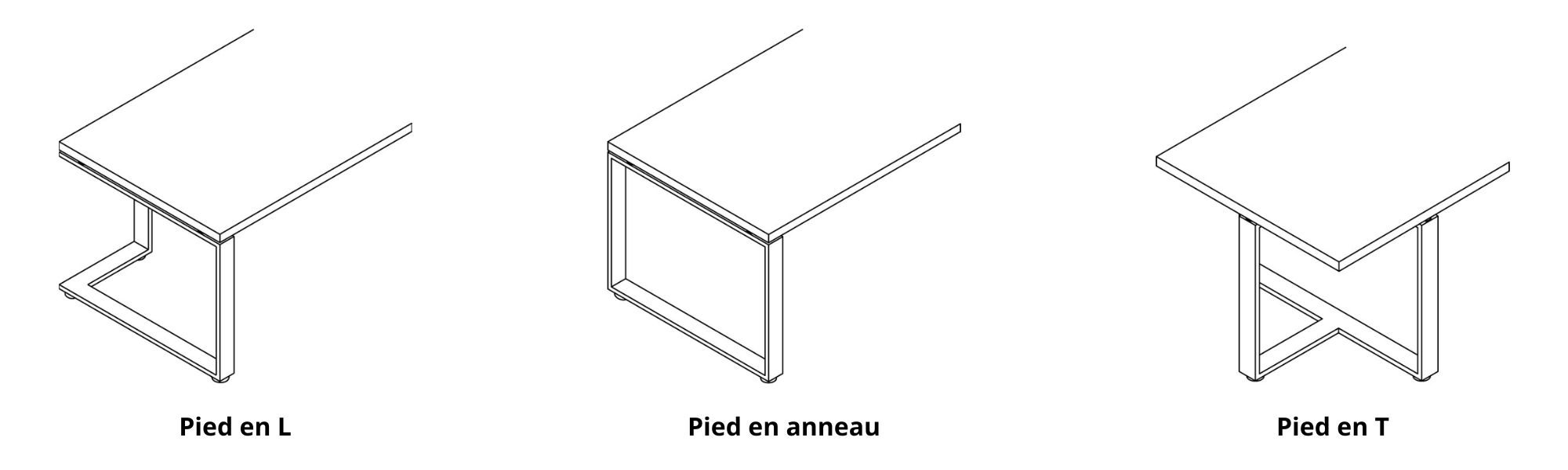 Archimede d’Alea : bureau design sur mesure, doté de pieds en métal et de plateaux en bois, cuir, verre ou grès cérame, idéal pour les espaces directionnels élégants.