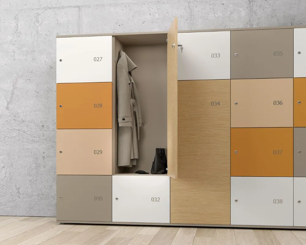 Casier vestiaire Lato : rangement pratique et durable Armoires modulaires adaptées aux bureaux et vestiaires.