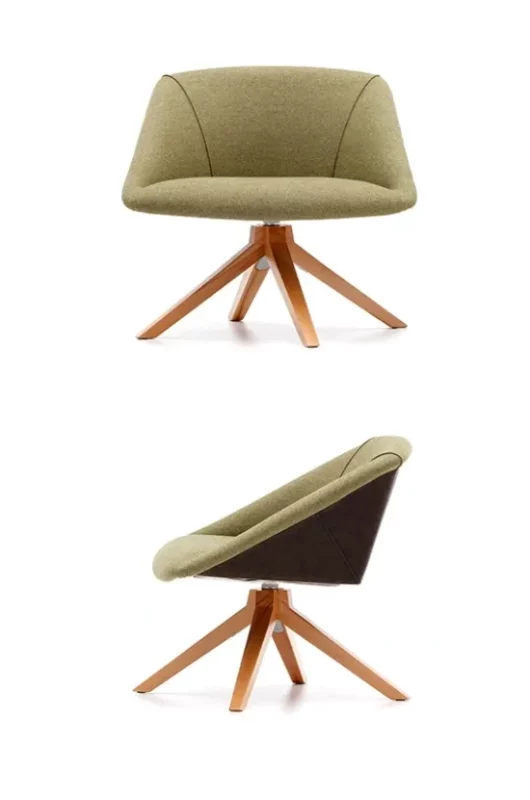 Fauteuil de salle d'attente au design scandinave dans une salle d’accueil zen.