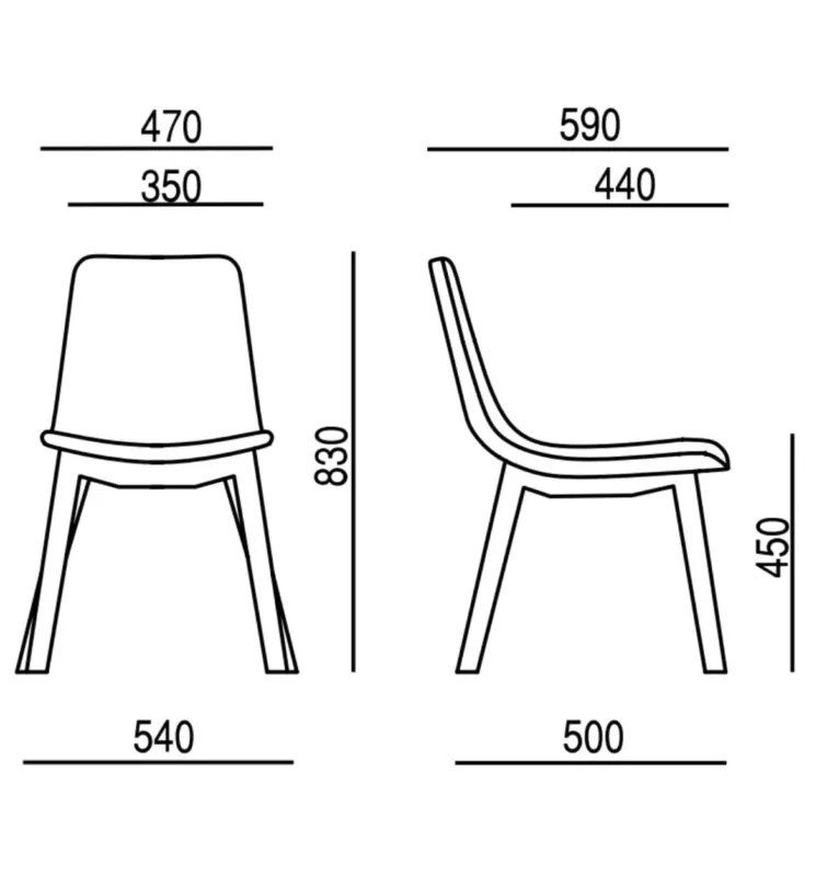 schéma et dimension siège edge pied bois