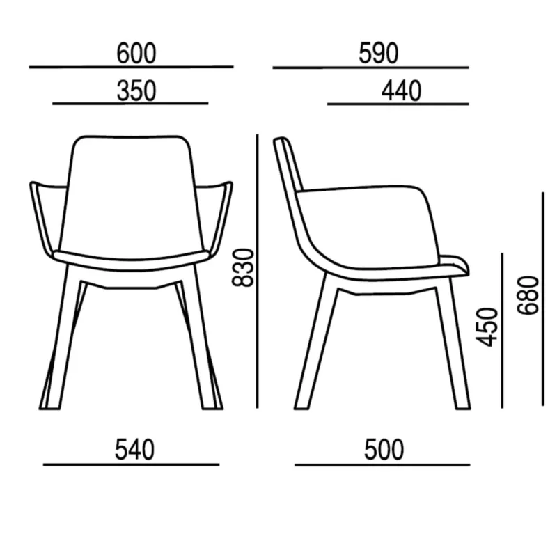 Schéma Fauteuil EDGE pied bois 4202.06